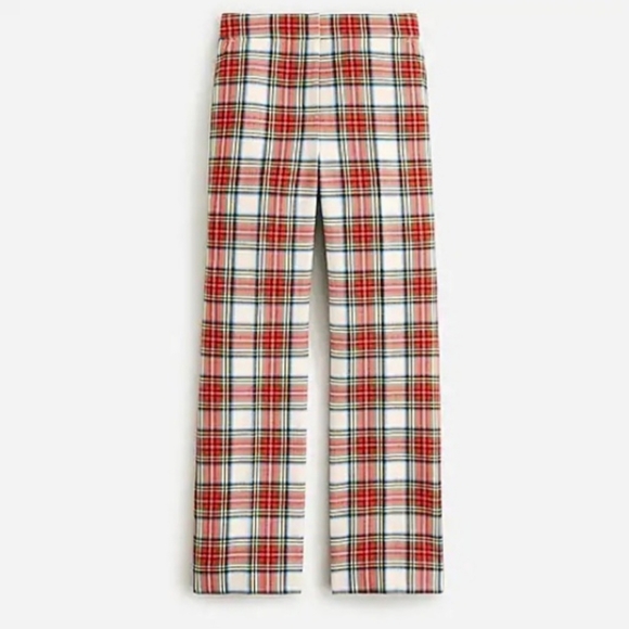 New women's J Crew Willa cropped pant in Snowy Stewart Tartan plaid wool 0P - Picture 1 of 8